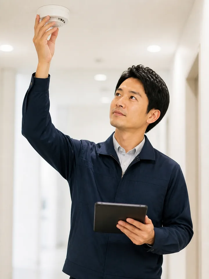 消防設備を点検する点検業者（イメージ）